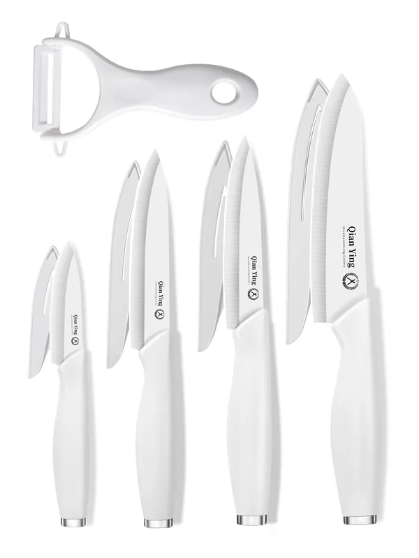 Pure Strengthening Ceramic Knife Set for Kitchen with Sheath 9Pcs 100% Zirconia Ceramic Sharp Blade Fruit Cutting Knives
