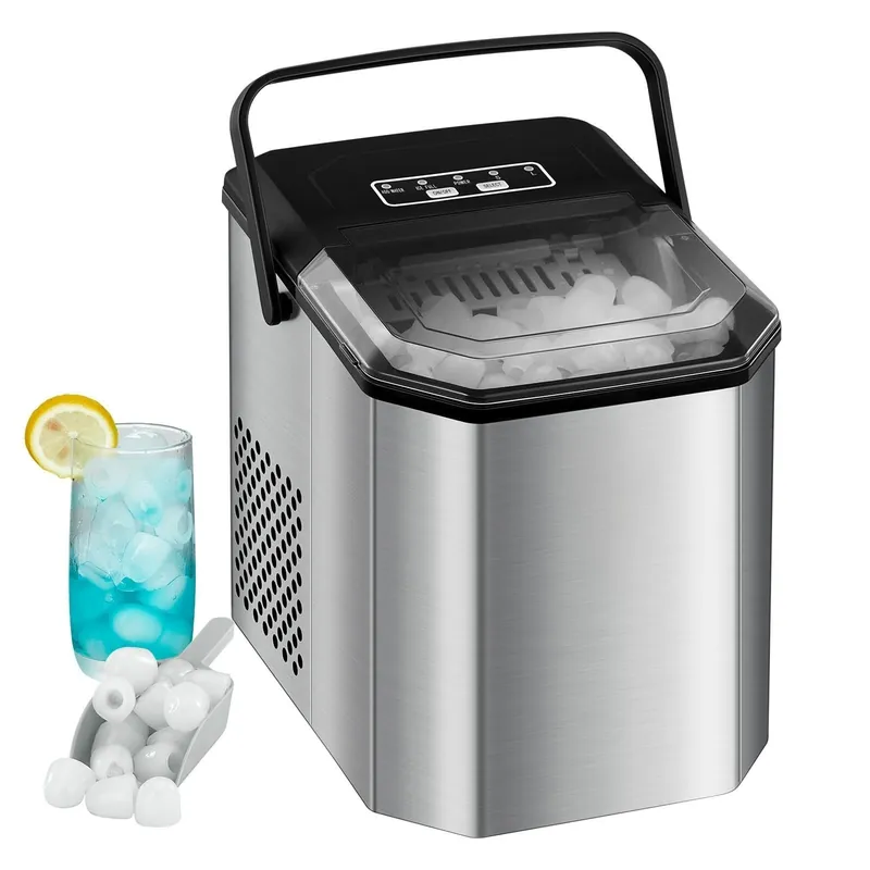 Countertop Ice Maker, 26 lbs in 24 Hours, 9 Bullet Ice Cubes Ready in 6 Mins, Portable Ice Machine with Handle, 2 Sizes Ice Cubes
