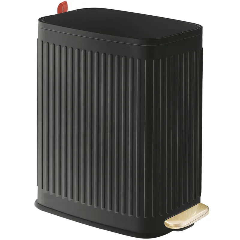 Small Bathroom Trash Can with Air Freshener Soft Close Lid, 6 Liter/ 1.6 Gallon Stainless Steel Garbage Can with Removable Inner Bucket, Black