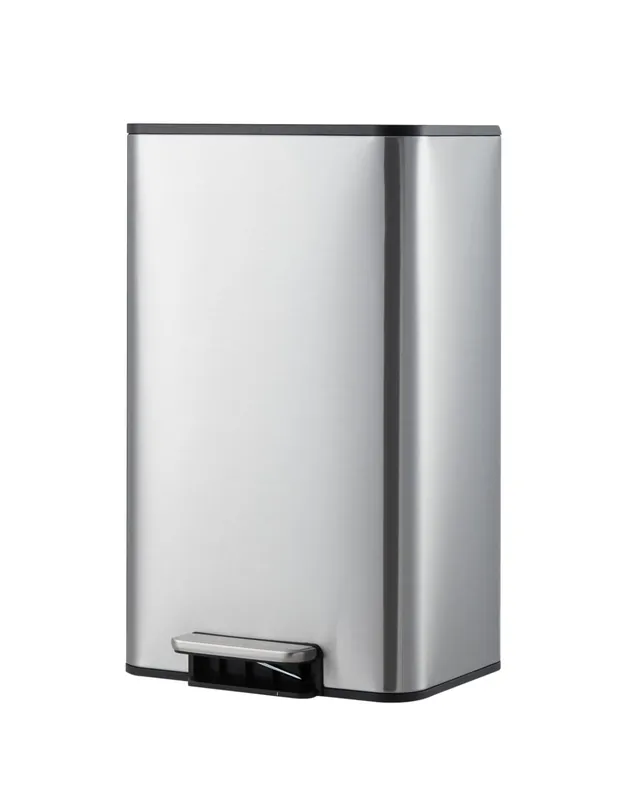 Garvee Space-Saving Office Trash Can, 4.8 Gallon Trash Can with Soft-Close Lid, Foot Pedal & Removable Inner Bucket, Silver