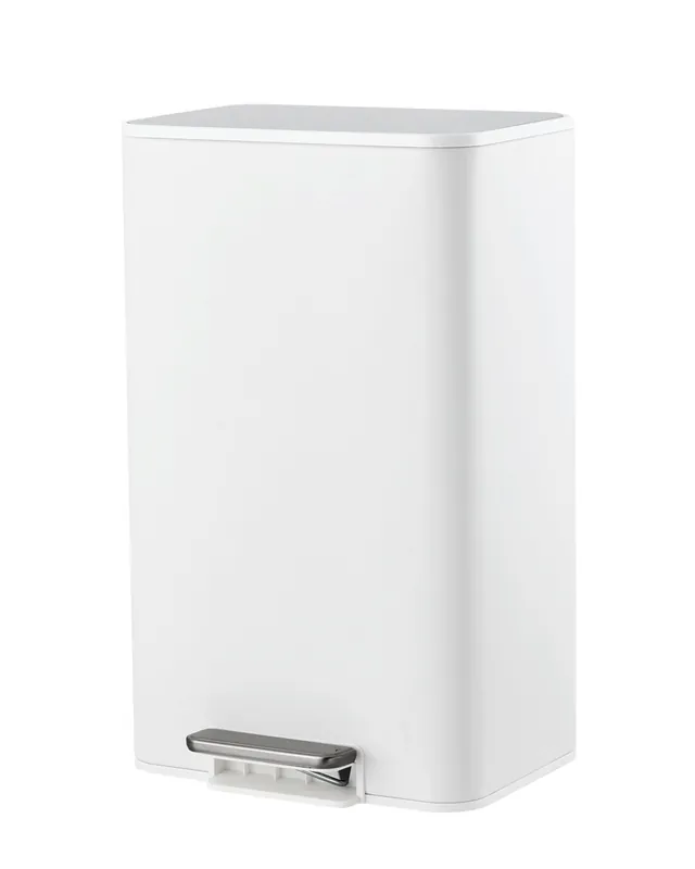 Garvee Space-Saving Office Trash Can, 4.8 Gallon Trash Can with Soft-Close Lid, Foot Pedal & Removable Inner Bucket, White