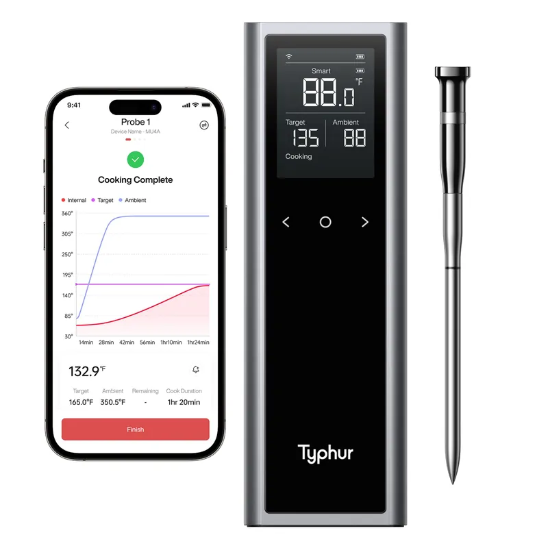 Typhur Sync One Smart Wireless Meat Thermometer Standalone Base with LCD Display, Unlimited WiFi & Bluetooth Range, Enhanced Signal Stability