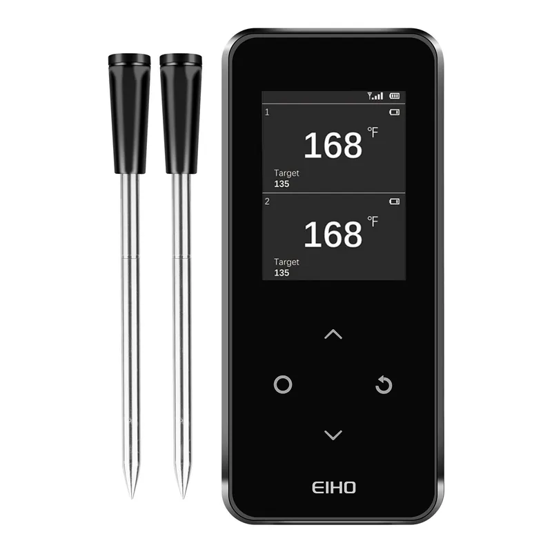 EIHO Wireless Bluetooth Meat Thermometer with 2 Ultra-Thin Probes, Smart Digital Food Thermometer 600FT Remote Range, Standalone Smart Base