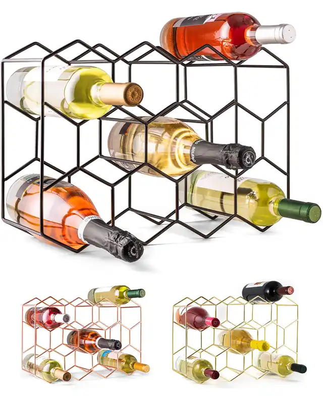 Gusto Nostro Countertop Wine Rack - 14 Bottle Freestanding Modern Black Metal Small - 3 Tier Tabletop Wine Holder Stand for Cabinet, Pantry