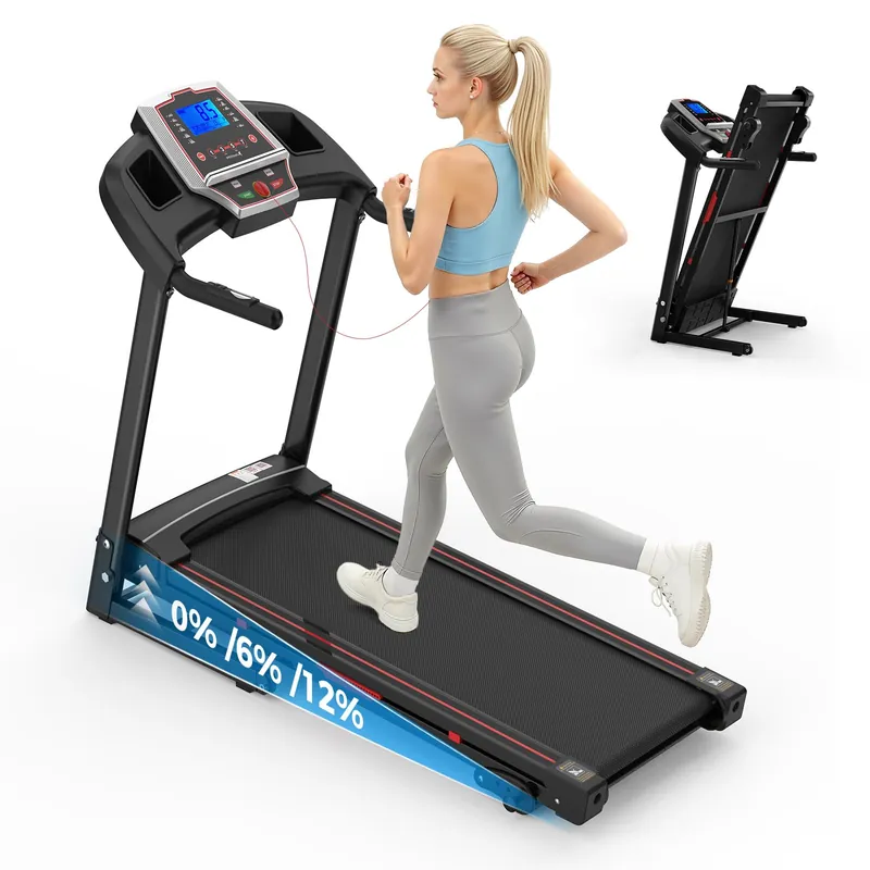 Lastforever 3.5HP Folding Treadmill for Home, 350 lbs Capacity, Portable Treadmills with 3-Level 12% Manual Incline, Bluetooth Speaker, Shock Absorption