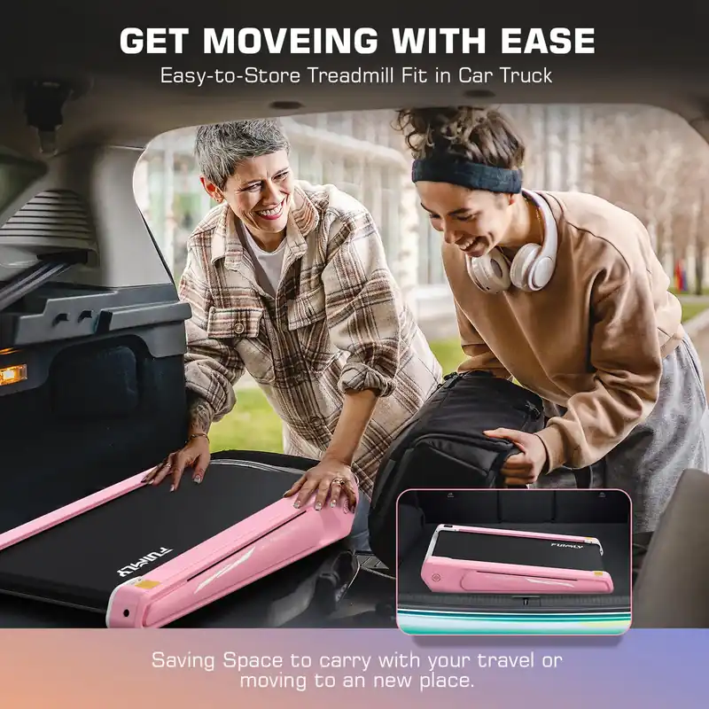 FUNMILY Smallest Walking Pad with 5% Incline, 2 in 1 Under Desk Treadmill for Home Office, 2.5 HP Mini Compact Walking Treadmill