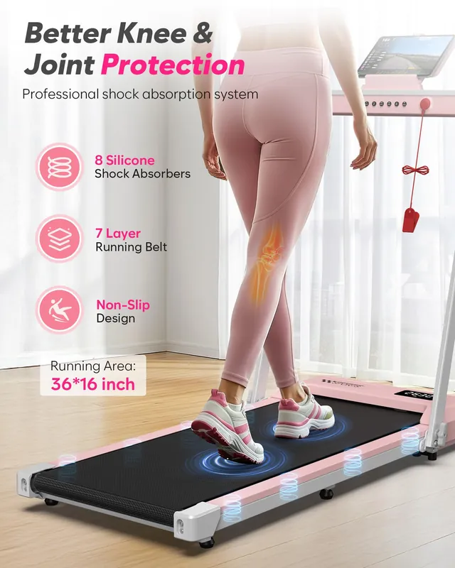 Foldable Treadmill with Incline, Compact Walking Pad Treadmill with Safety Handle Bar, 3.0HP Quiet Under Desk Treadmills for Home/Office
