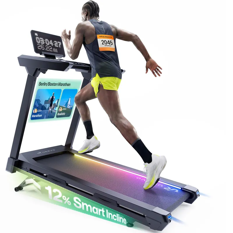 1st Smart Home Treadmill only for Marathoner, UREVO Quiet Treadmills for Home with Dual Brushless 4.0 HP Motorized, 12.5 MPH Foldable Treadmill
