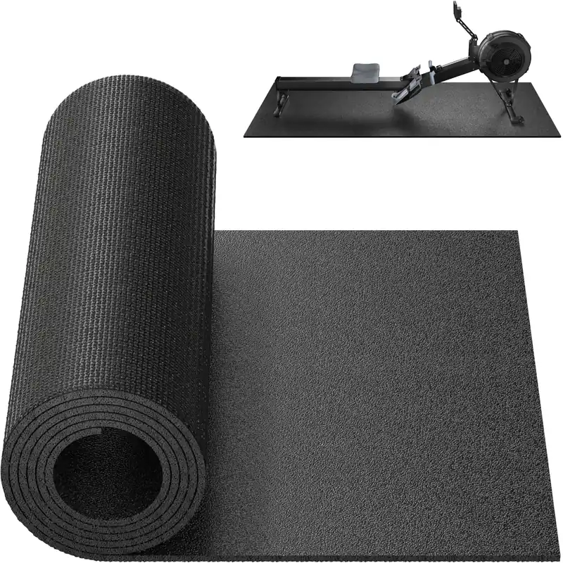Crostice Bike Trainer Mat Compatible with Peloton Bike, for Treadmill & Row, THK 6mm, Under Mat Protect Hardwood Floor Carpet