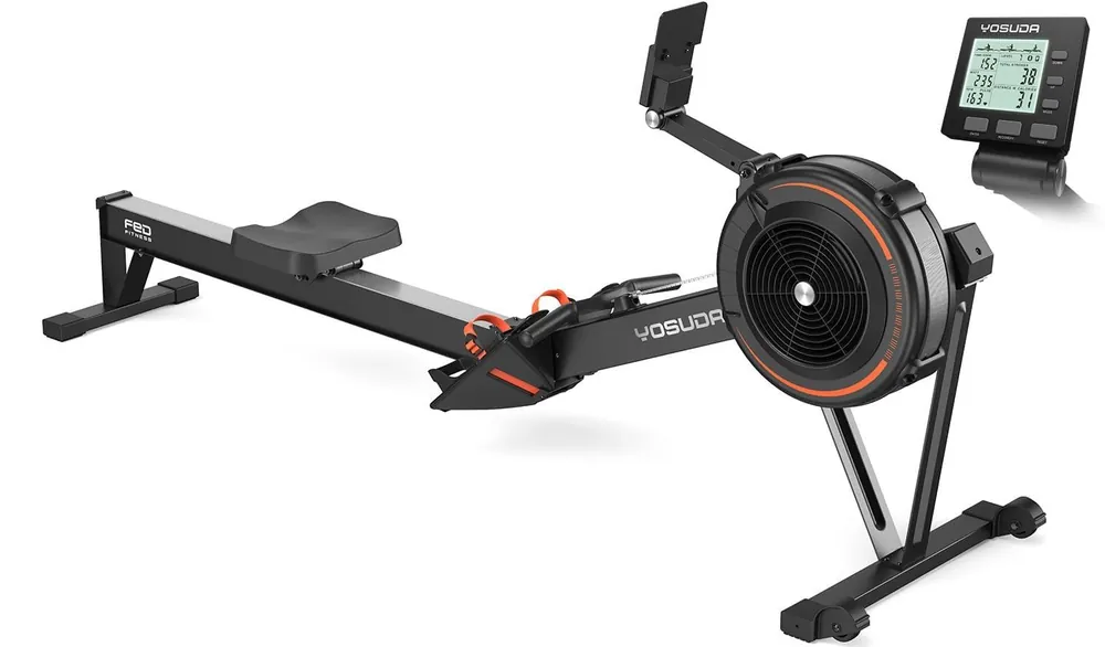 YOSUDA R2 Rowing Machine for Home, Professional Adjustable Air Resistance Rower Machines with Self-Powered Monitor, 53.7‘‘ Row Rail