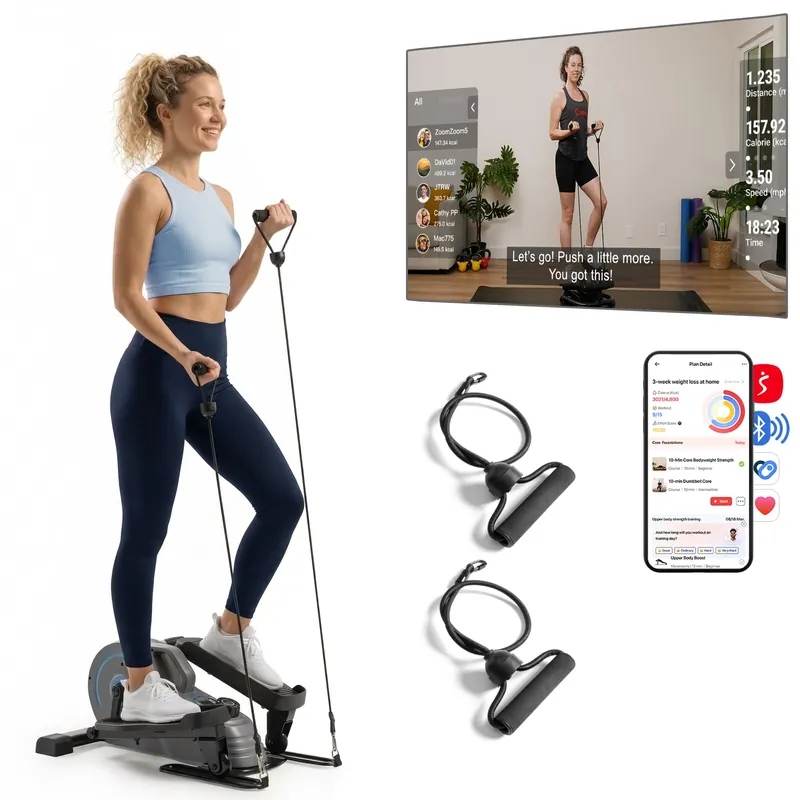 JLL Elliptical Exercise Machine Portable Stand Up with Resistance Bands, Compact Under Desk Pedal Exerciser & Trainer for Home Office