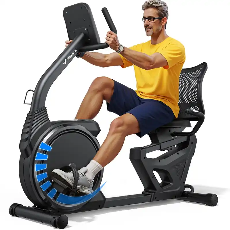 MERACH Recumbent Exercise Bikes for home, Light Commercial Recumbent Exercise Bike for Seniors Adults, Magnetic Recumbent Stationary Bike