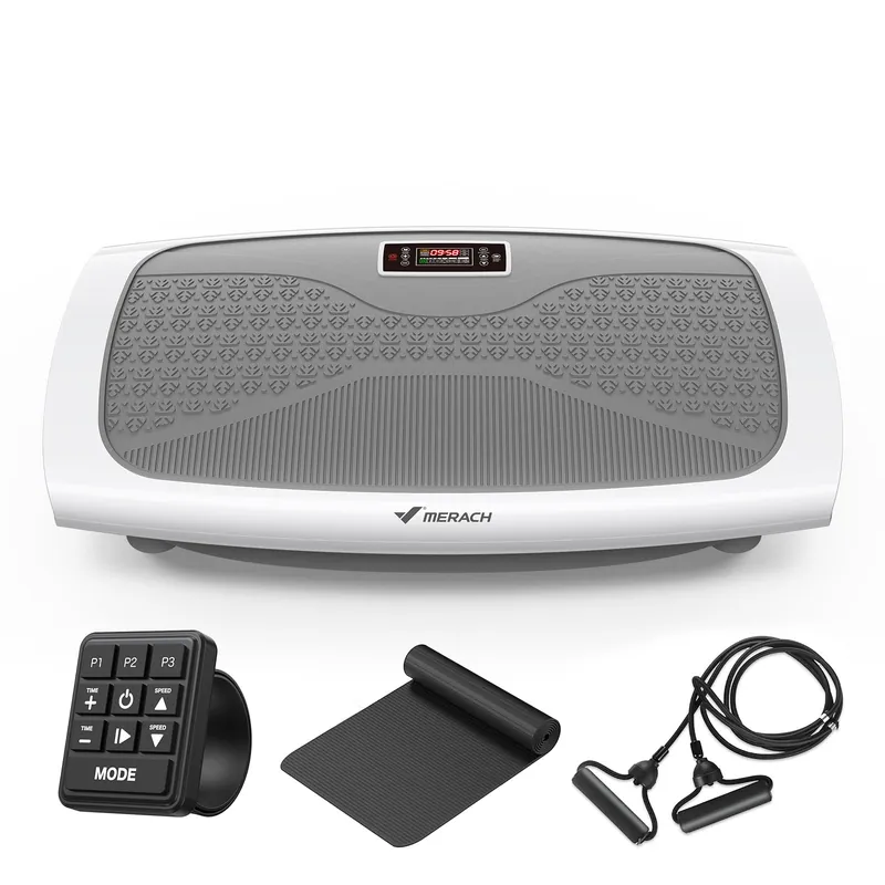MERACH Vibration Plate Exercise Machine, 3D & 4D Vibration Plate for Lymphatic Drainage Weight Loss with 2 Tension Ropes, Whole Body Vibration Platform