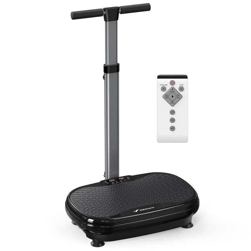 MERACH Vibration Plate Exercise Machine, Vibration Plate for Lymphatic Drainage Weight Loss, Vibrating Plate Exercise Machine with Handrails
