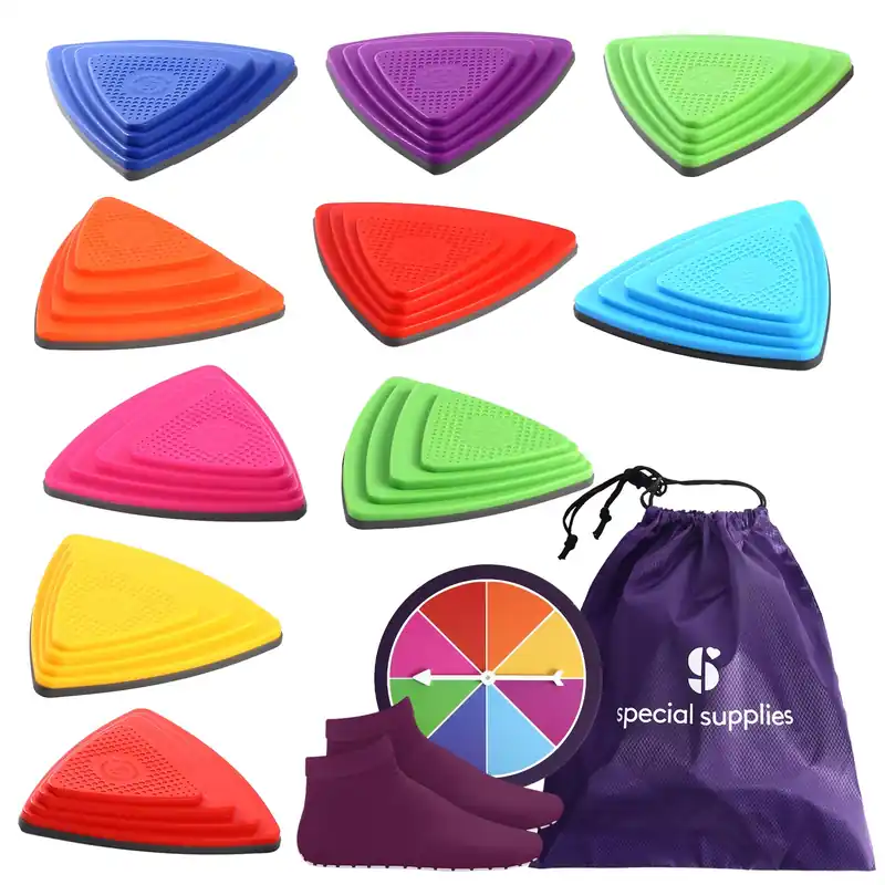 Special Supplies 10 Stepping Stones for Kids Indoor and Outdoor Balance Blocks Promote Coordination, Balance Strength Child Safe Rubber, Non-Slip Edging