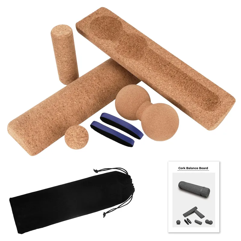 Premium Cork Balance Board - 15.7" Large Ankle Balance Board with Peanut Massage Ball, Balance Trainer, Foot Strengthener for Full Body Massage Balance Stability