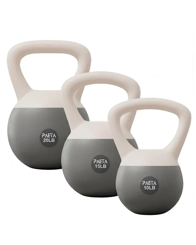 PAETA Soft Kettlebell for Home Gym – Anti-Slip Grip & Wide Handle Design, Soft-Sided Cushioned Base Kettlebell, Soft Kettlebell set, 45lbs White