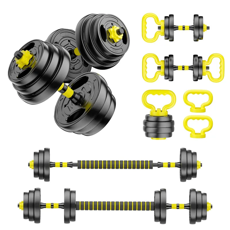 HUAYA Adjustable Dumbbell Set, 10-90lbs Free Weights with Connector – 4 in 1 Dumbbells, Barbell, Kettlebell & Push Up Stand, Adjustable Weights Set (Orange 45lbs (22.5lbs*2))