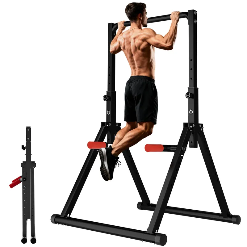 DOBESTS Power Tower Pull Up Bar Free Standing, Adjustable Foldable Pull Up Station, Home Gym Strength Training Equipment 700LBS