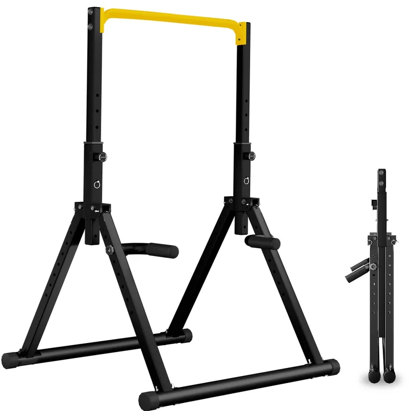 DOBESTS Power Tower Pull Up Bar Free Standing, Adjustable Foldable Pull Up Station, Home Gym Strength Training Equipment 700LBS(011,yellow)