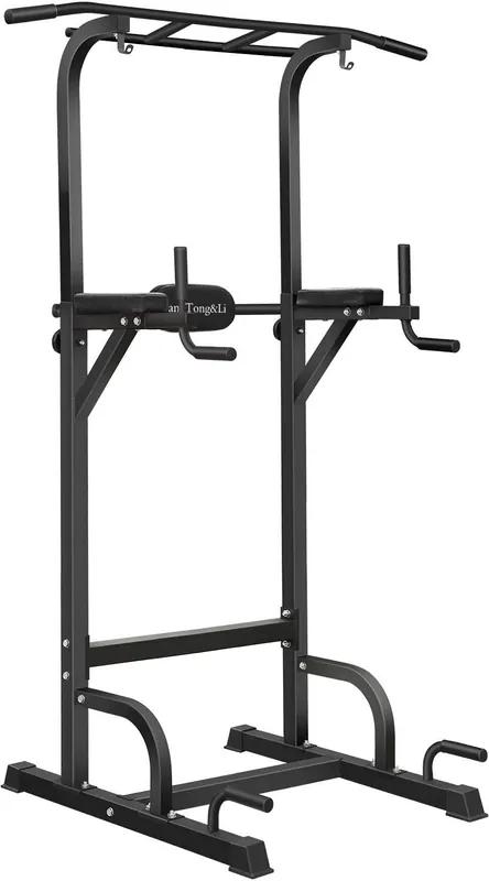 BangTong&Li Power Tower, Pull Up Bar Dip Station/Stand for Home Gym Strength Training Workout Equipment (Black)