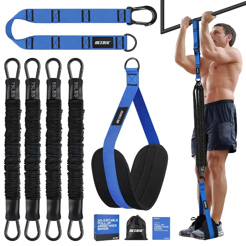 260lbs, Heavy Pull Up Bands Resistance Bands for Pull Ups Working Out with Feet Rest, Pull Up Bar Bands Assistance Bands Strength Training Workout Equipment, Height Adjustable