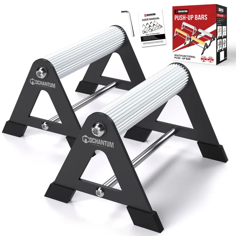 Push Up Bar - Heavy-Duty Stainless Steel Pushup Stands with Non-Slip Base, 500LB Capacity, Portable Home Gym Equipment, White