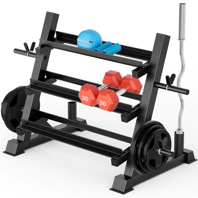YOLEO Professional Dumbbell Rack, 1100LBS Capacity Weight Rack for Dumbbells Barbells Kettlebells, 3-Tier Adjustable Weight Stand (Rack Only)