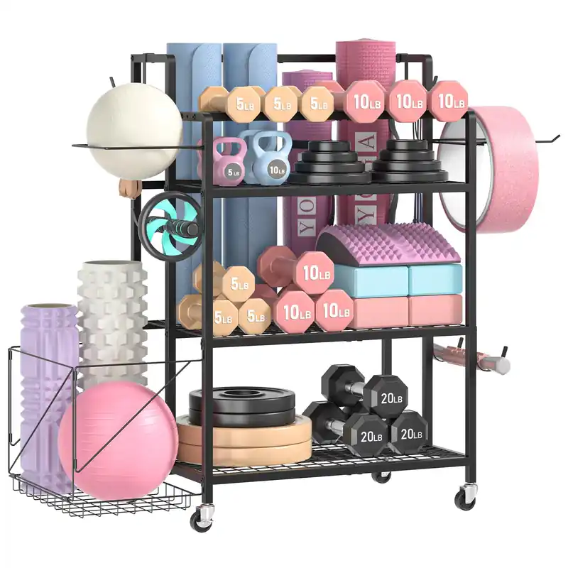 Glocryp Dumbbell Rack, Utility Weight Storage Racks, Home Gym Storage for Dumbbell Set，Kettlebells，Yoga Mat and Workout Equipment