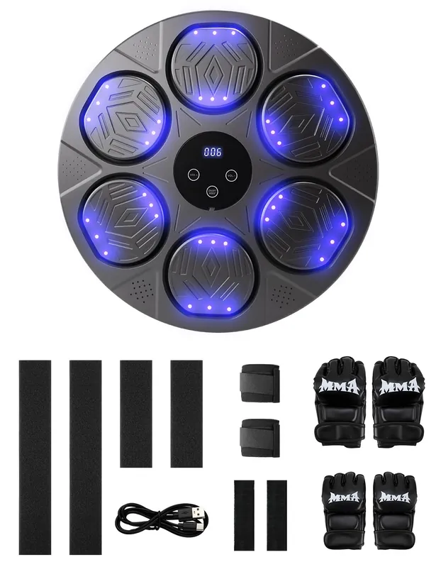 Music Boxing Training Machine for Kids & Adults - 9 Modes & 9 Speeds,Bluetooth Smart Boxing Machine,Wall Target Punching Workout,Reflex Training Suitable