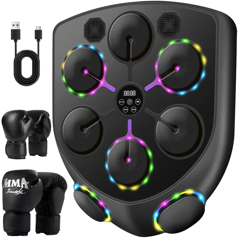 Smart Music Boxing Machine for Adults and Kids, Bluetooth Boxing Equipment with Boxing Gloves, Wall Mounted Electronic Punching Machine