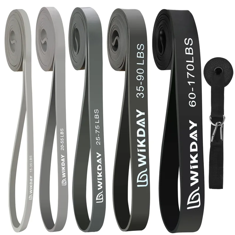 WIKDAY Resistance Bands, Pull Up Bands, Workout Bands for Exercise, Thick Heavy Resistance Band Set with Door Anchor, Elastic Bands for Body Stretching, Training at Home/Gym for Men & Women