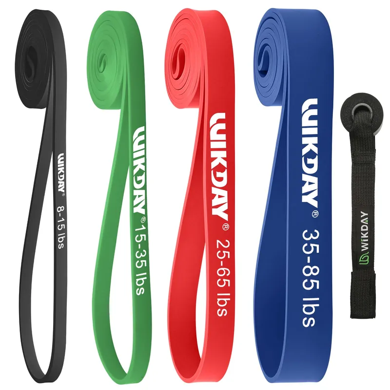 WIKDAY Resistance Bands, Pull Up Assistance Bands, Workout Bands, Heavy Exercise Bands Set with Door Anchor, Elastic Bands for Body Stretching, Training at Home/Gym for Men & Women