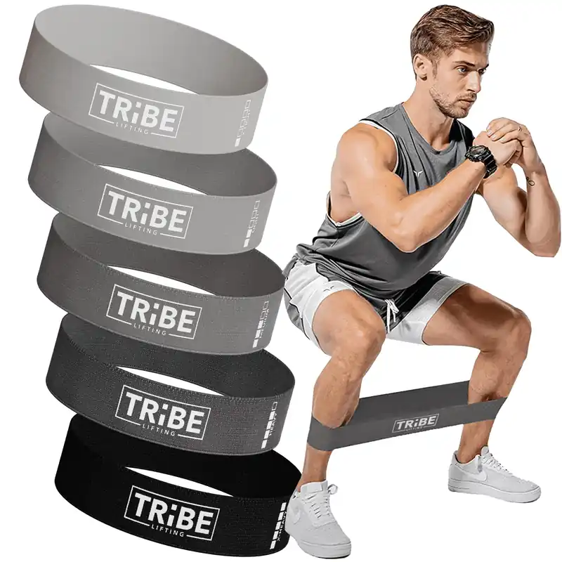Tribe Lifting Fabric Resistance Bands for Glutes & Legs 5 Fabric Workout Bands Set Squats, Lunges, Hip Training, Physical Therapy & Home Workouts