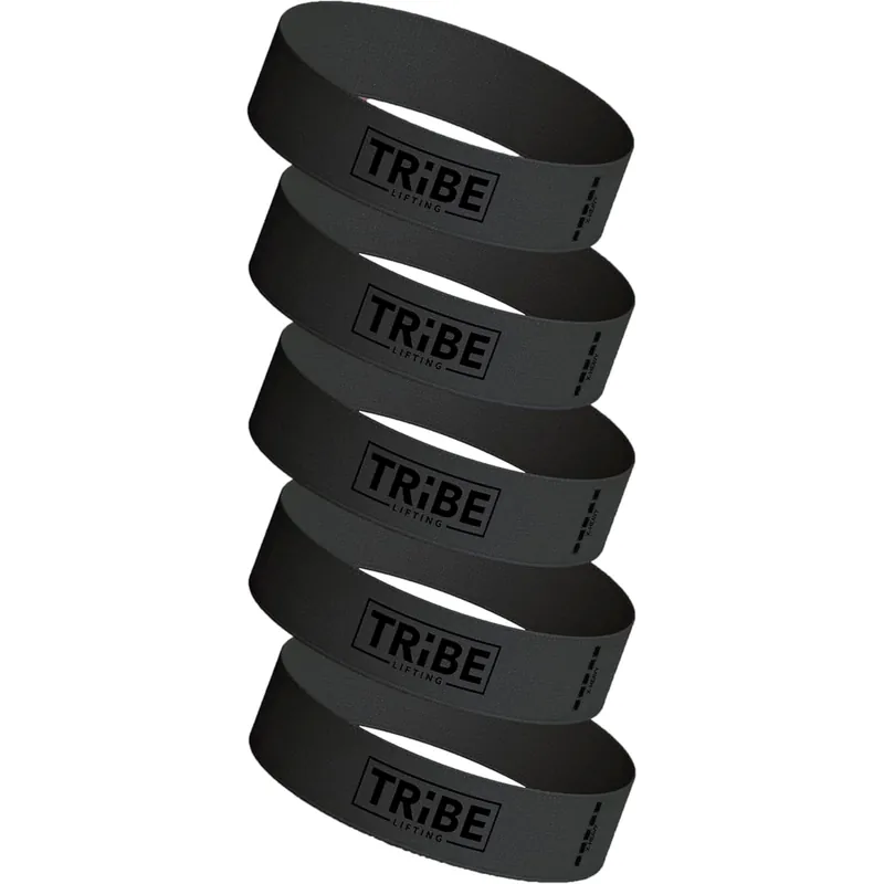 Tribe Lifting Fabric Resistance Bands for Glutes & Legs 5 Fabric Workout Bands Set Thick Booty Bands for Squats, Lunges, Hip Training, Physical Therapy & Home