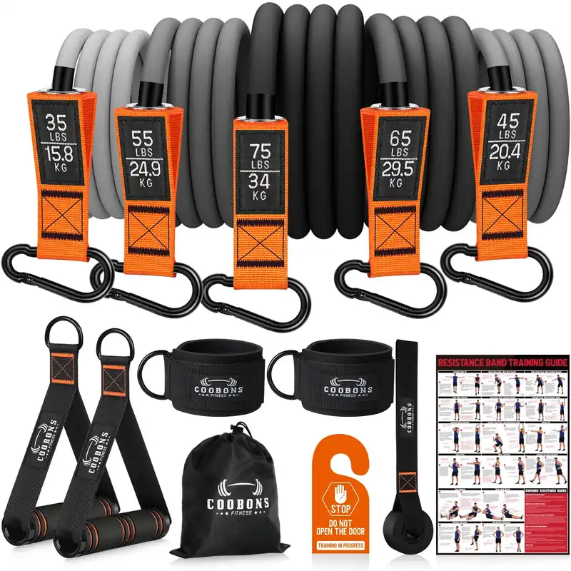 Resistance Bands with Handles, 275LB Exercise Bands Set for Home Gym, Workout Bands with Door Anchor & Ankle Straps, Strength Training, Physical Therapy & Yoga
