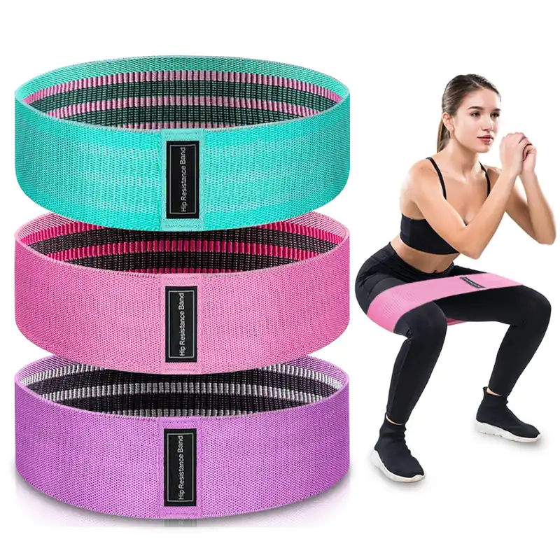 Exercise Bands, 3 Levels Fabric Resistance Bands for Working Out, Workout Bands Resistance for Women & Men, Multi-Colored Fabric Booty Bands (Pink)