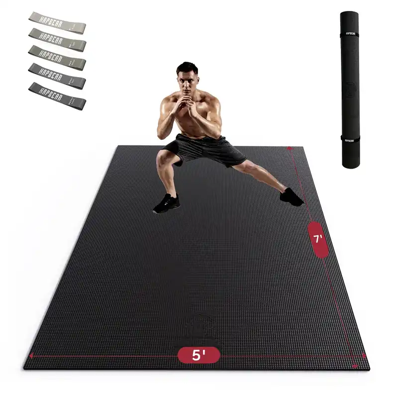 Extra Large Exercise Mat-7‘x5‘/6‘x4‘x8mm(1/3 inch), Non-Slip, Ultra Durable, Thick Workout Mats for Home Gym Flooring Cardio, Yoga Mats for Fitness, High-Density Exercise Mat, Shoes-Friendly