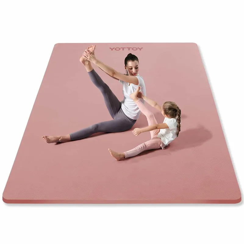 YOTTOY Large Yoga Mat (75 * 52 * 1/2inch),Extra Wide TPE Exercise Mat,Non-Slip Workout Mat for Pilates, Fitness, Barefoot, Home Gym Studio with Strap and Towel