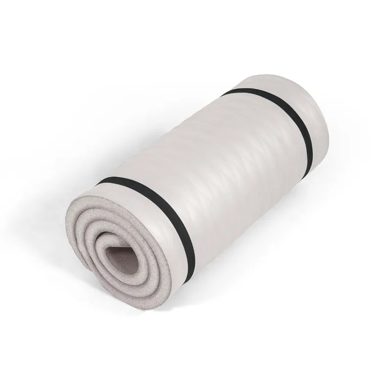 Tone Fitness Premium Extra Thick 1-Inch High Density Exercise Mat with Carry Strap – Non-Slip Workout, Pilates, and Yoga Mat for Home Gym - Color Beige - Mesh Pattern
