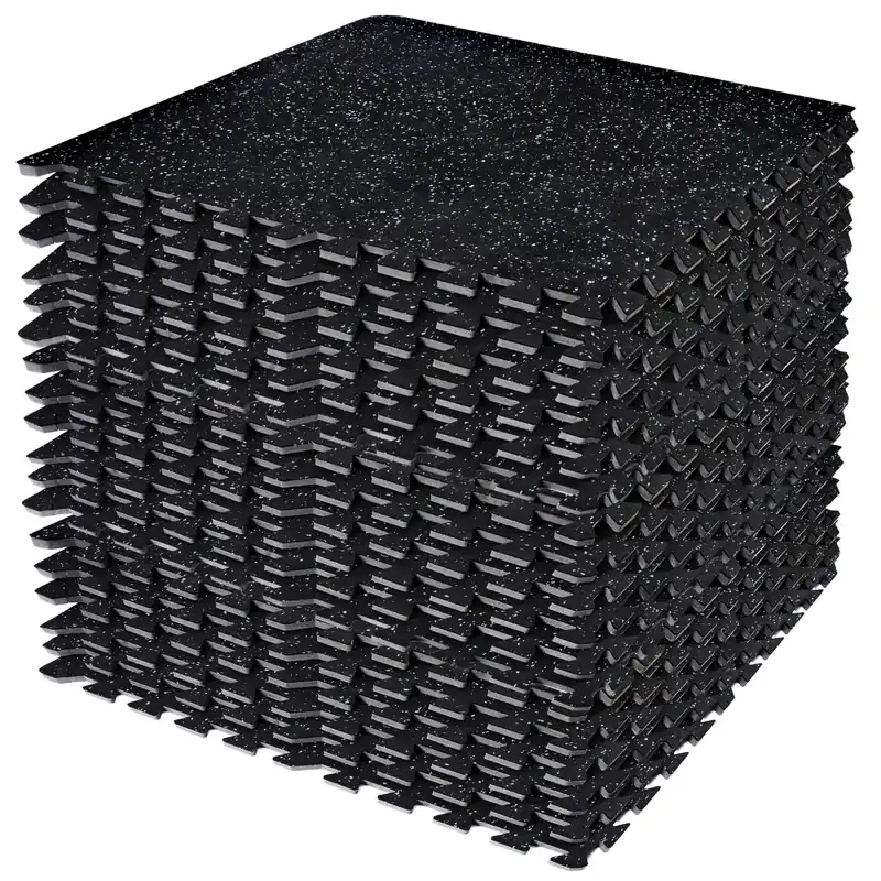 Sivan Fitness .3" Thick Rubber Top High-Density EVA Foam Gym Flooring for Home Gym - 72 Sq Ft Exercise Mat Tiles for Workout, Yoga, MMA, Heavy Exercise Equipment Mat - 18 Interlocking Gym Floor Mat