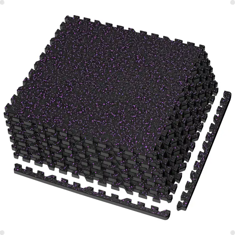 AIRHOP 0.56in Thick 24 Sq Ft Exercise Equipment Mats, 6 Tiles Upgraded Rubber Top with High Density EVA Foam, Large Interlocking Puzzle Gym Flooring for Home Gym, Heavy Weight Workout, 24 x 24in