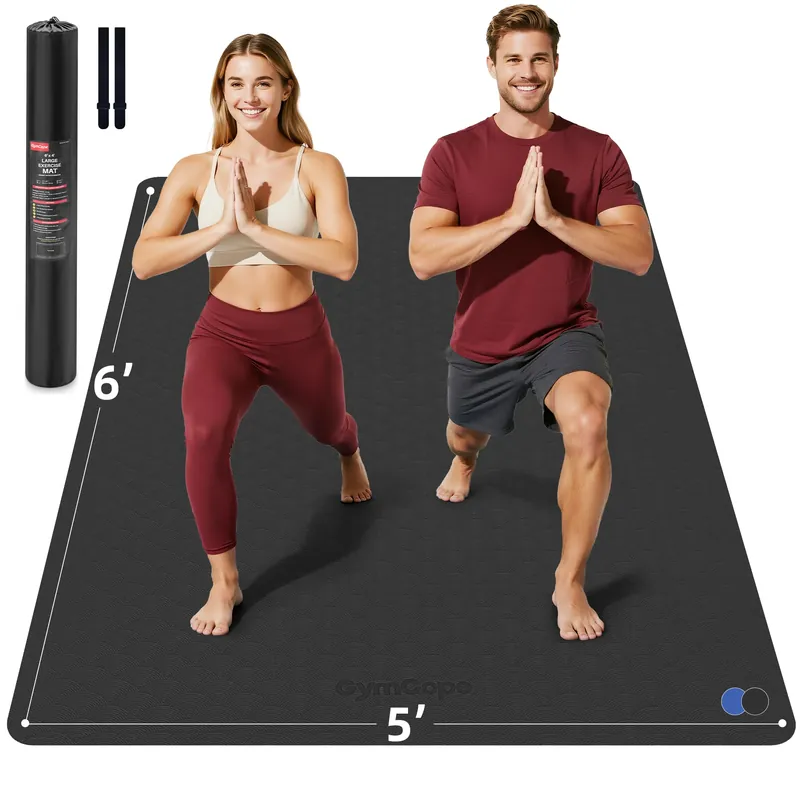 Extra Large Yoga Mat – 72"x48" or 78"x57", Non-Slip TPE Exercise Mat for Women & Men, Available in 1/4" to 1/2" Thickness, for Home Gym, Yoga, Pilates & Barefoot Workouts, with Towel, Straps & Carry Bag
