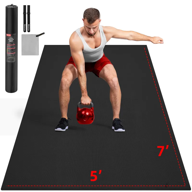 Extra Large Exercise Mat, 10‘x6‘/9‘x6‘/8‘x6‘/7‘x5‘/6‘x4‘(8mm) Thick Workout Mat for Home Gym & Garage Flooring, Shoe-Friendly, High-Density, MMA, HIIT, Weight Lifting, Cardio&Strength