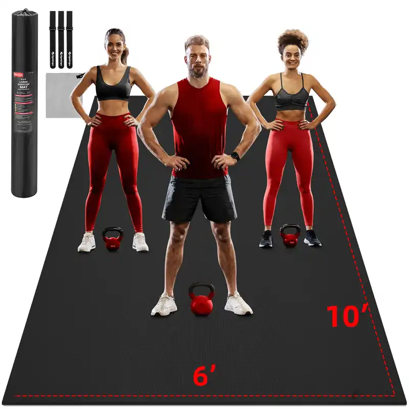 Extra Large Exercise Mat, 10‘x6‘/9‘x6‘/8‘x6‘/7‘x5‘/6‘x4‘(8mm) Thick Workout Mat for Home Gym & Garage Flooring, Shoe-Friendly, High-Density, MMA, HIIT, Weight Lifting, Cardio&Strength
