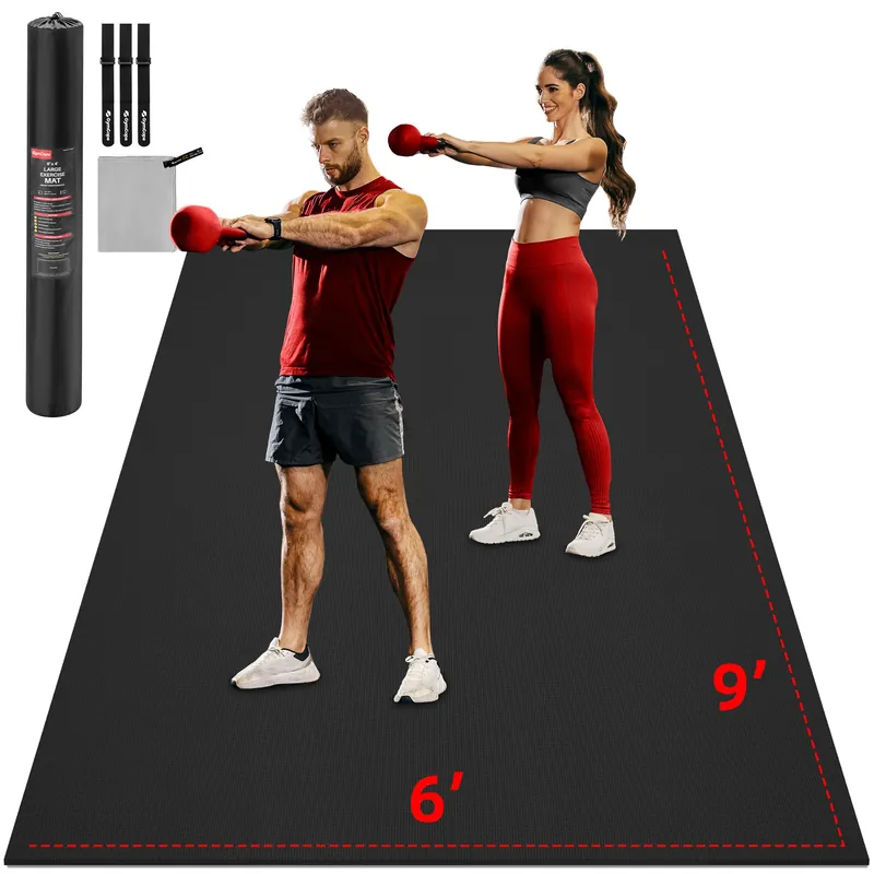Extra Large Exercise Mat, 10‘x6‘/9‘x6‘/8‘x6‘/7‘x5‘/6‘x4‘(8mm) Thick Workout Mat for Home Gym & Garage Flooring, Shoe-Friendly, High-Density, MMA, HIIT, Weight Lifting, Cardio&Strength