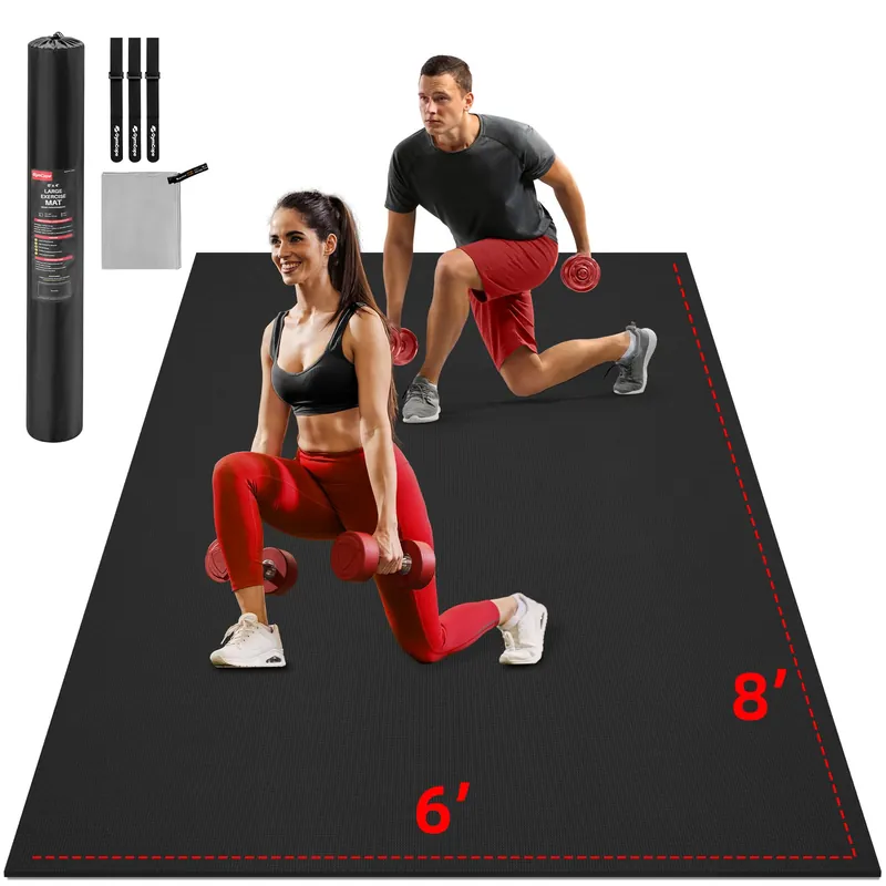 Extra Large Exercise Mat, 10‘x6‘/9‘x6‘/8‘x6‘/7‘x5‘/6‘x4‘(8mm) Thick Workout Mat for Home Gym & Garage Flooring, Shoe-Friendly, High-Density, MMA, HIIT, Weight Lifting, Cardio&Strength