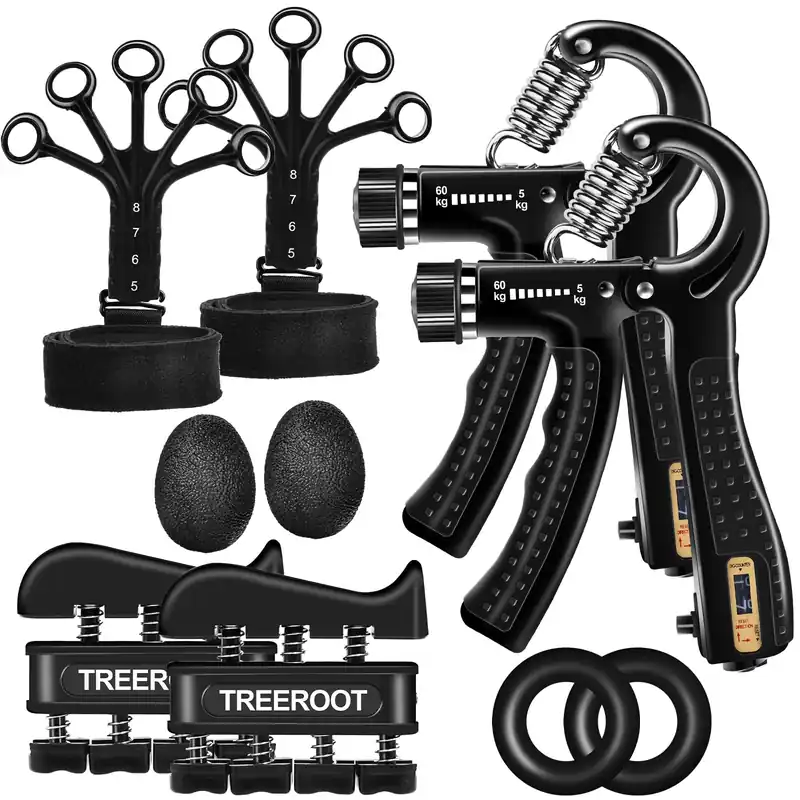 10PCS Grip Strength Trainer Kits, Hand Gripper Strengthener, Forearm Strengthener, Forearm Exerciser, Finger Grip Strengthener, Wrist Strengthener, Stress Relief Ball, Grip Ring, for Muscle Building, Hand Exercisers for Therapy