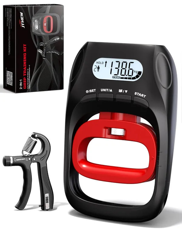 Grip Strength Tester Trainer - Electronic Hand Dynamometer of 400lbs/180kg & Grip strengthener with Adjustable Resistance for Sport