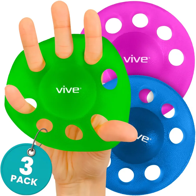 Vive Finger Exerciser Strengthener (3 Pack) - Hand Therapy Equipment for Grip Strength - Extensor Forearm Trainer Kit - Occupational Stretcher Balls for Fingers, Arthritis, Carpal Tunnel, Guitar